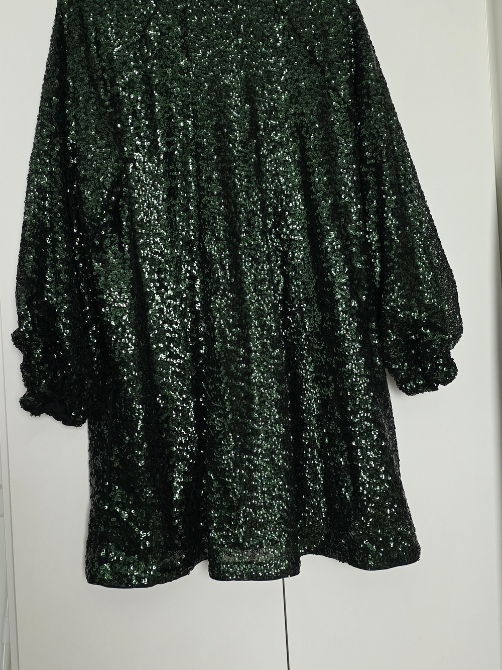 H&M Dark Green Sequin Long Sleeve Mini Dress